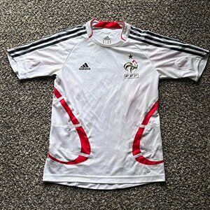 Adidas France Jersey Women Large White Red 2004/2005 Home Soccer Breathable